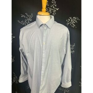 Awearness Kenneth‎ Cole Awear-Tech Mens Dress Shirt 17.5 34/35 Blue White Check